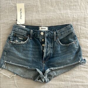 Agolde Blue Jean Shorts Distressed High-Rise